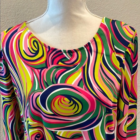 BUCKHEAD BETTIES Yellow and Pink Long Sleeve Scoop Neck Sundress - Picture 2 of 7